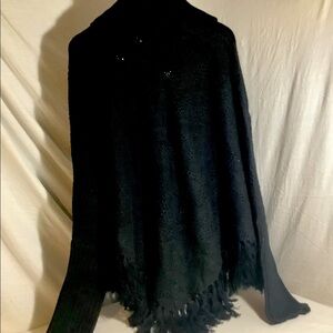 Storybook, black, hand knit poncho, new with tag